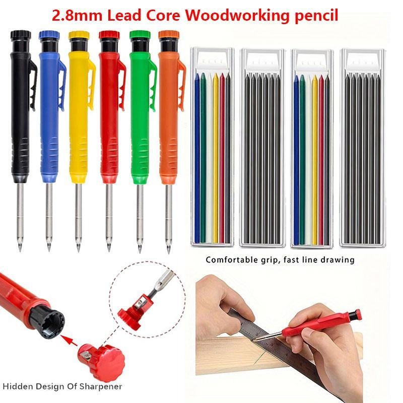 Deep Hole Solid Carpenter Pencil Set, Including 2 Counts Pencil