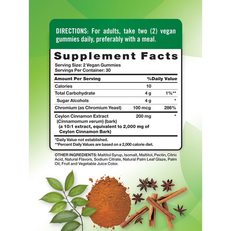 Nature's Truth Ceylon Cinnamon Gummies | 2000mg | Sugar Free