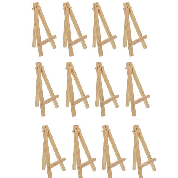 12Pcs Mini Wooden Easel Tabletop Display Tripod Stand for Artist Painting Business Card Displaying Photos Mini Canvas