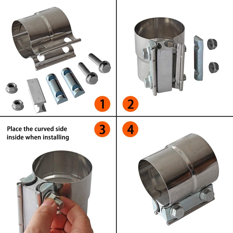 2PCS Exhaust Clamps 4 Inch Butt Joint Exhaust Pipe Muffler