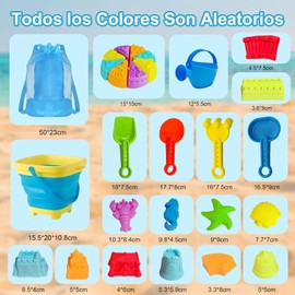 27 Piezas Juguetes de Playa para Niños, Juguetes de Arena para Playa, Juguetes de Arena al Aire Libre, Incluye Pala de Cubeta de Plegable y Juguetes de Rastrillo de, para Playa, Verano.