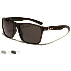 Locs Men's Gangster Tax Collector Style Hardcore Sunglasses Wood Print Arms - Dark Brown