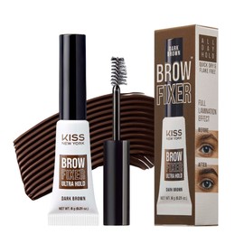 Kiss New York Professional Brow Fixer Glue - Extreme Hold for Sculpted, Transfer Proof, Non-Sticky Finish for Clean Makeup Look, All Day Control (Dark Brown)