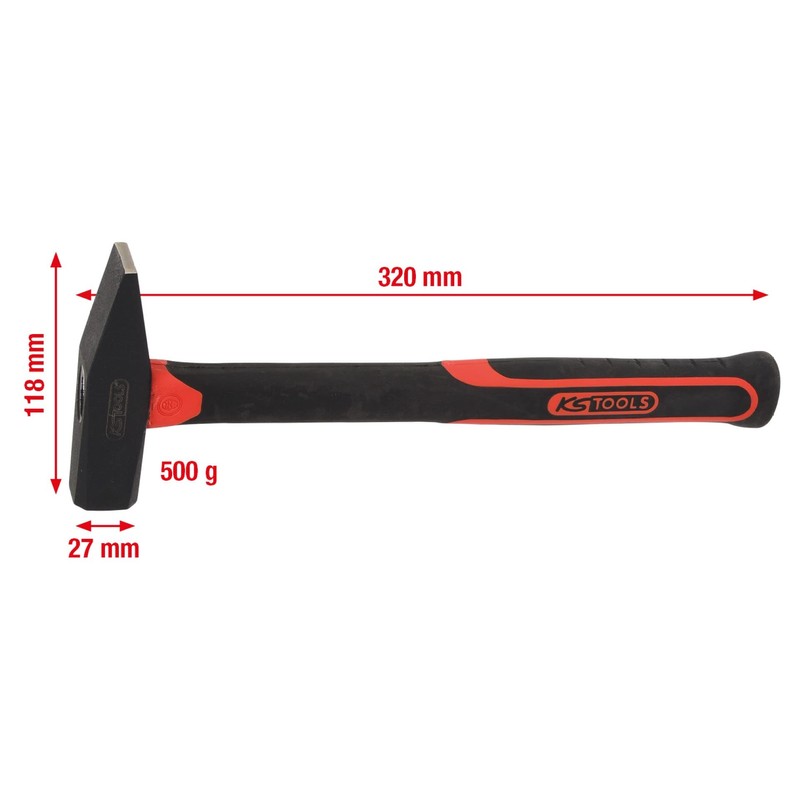 KS Tools 142.1351 Fitter's hammer, fiberglas handle, 500g