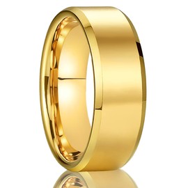 Concept Knight Gold Tungsten Carbide Rings for Men and Women 8mm/6mm/4mm Men's Engagement Wedding Bands High Polish Comfort Fit (8mm gold, 10)