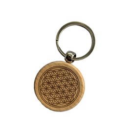 your castle Key Pendant Key Ring Made of Metal, Thickness 2 mm, Total Length Approx. 9 cm - 11 cm, Flower of Life