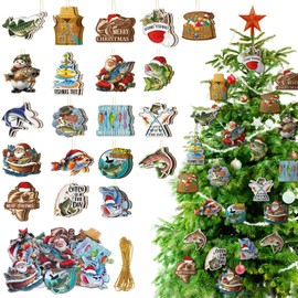 40 Pcs Fishing Ornament Gifts for Christmas Tree 2026 Hanging