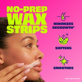 Nair Hair Remover Wax Ready Strips, Face and Bikini Hair Removal Wax Strips, Orchid and Cherry Blossom Extracts, Dermatologist Tested, Plus 4 Non-Flushable Post Wipes, 40 Count