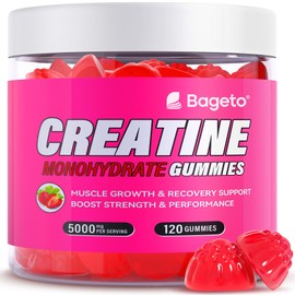 Bageto Creatine Monohydrate Gummies (120 count, Strawberry)
