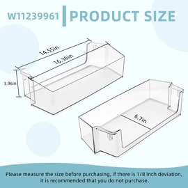 2-PACK W10900538 W11239961 Refrigerator Door Shelf Bin (RIGHT), Compatible With Whirl.pool Refrigerator WRS311SDH, WRS325SDH, Replaces Refrigerator Door Shelf AP6333410 PS12578777-BY AMI PARTS