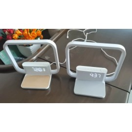 UAETECH Dual Alarm Clock Bedside Table Lamp with Fast Wireless Charger Station for