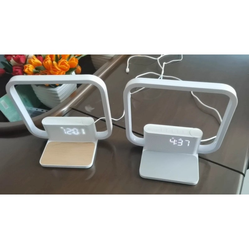 UAETECH Dual Alarm Clock Bedside Table Lamp with Fast Wireless