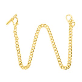 TEAONE Metal Vest Chain, 1 PCS Golden Pocket Watch Chains with T Bar & Lobster Clasps for Men Clothes, Wallets Chain (37cm/14.56in)