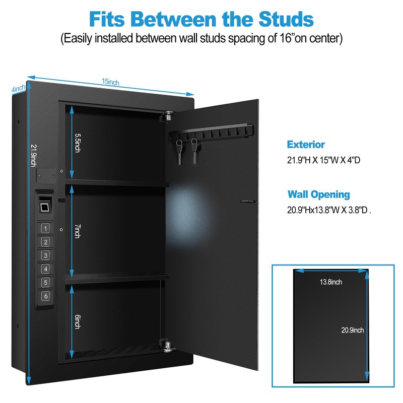 LANGGER V LANGGER V Biometric Wall Safe, Hidden Fingerprint Security