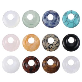 YYlingx 12Pcs Stone Pendants,Eccentric Hole Stone Charms,For Jewelry Making Necklace Bracelet