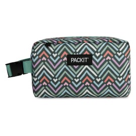 PackIt Freezable Snack Box, Diamond Chevron, Built with ECOFREEZE Technology, Collapsible, Zip Closure with Buckle Handle, Designed For Work Snacks, Fresh Snacks On the Go, Adults, and All Ages