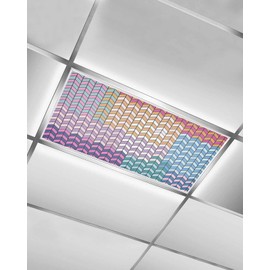 TOUBE 1 Pack Fluorescent Light Covers Bright Colored Abstract Geometric Texture Magnetic Light Cover Fluorescent Light Shade Panel Ceiling Magnetic Light Filters for Home Drop Ceiling, 4 x 2 Feet
