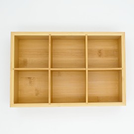 Bamboo Tea Bag Organizer, Wood Hot Tea Bag Drawer Storage Organizer Holder with 6 Compartments
