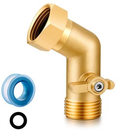 YELUN Garden Hose Elbow with Shut Off Valve 45 Degree Brass Connector 3/4" GHT Garden Hose On RV Adapter Large-diameter flow Elbow (45 Degree 1PCS)
