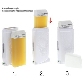 Kosmetex Honig Wachspatrone Roll-on Breit, Enthaarungswachs, Warmwachs, Körperpflege Haarentfernung, 100ml, 3 Stück