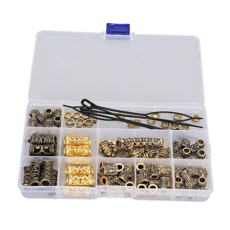 Viking Hair Beads, 110pcs Adjustable Stretchable Alloy No Fading Viking