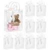 8 Pack Clear Plastic Gift Bags with White Ribbons, 23×