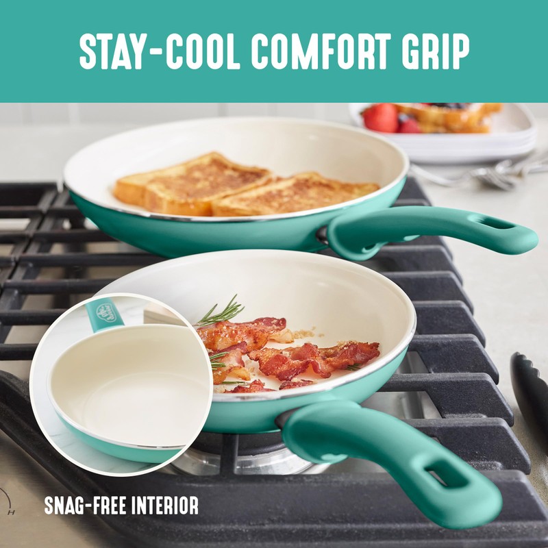 GreenLife 8 Piece Nonstick Cookware Set, Non-Toxic PFAS-Free Ceramic Pots