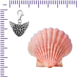 Quiges 925 Silver Charm Pendant Hearts with Crown with Lobster Clasp for Bracelets, Glass enamel Glass, Cubic Zirconia