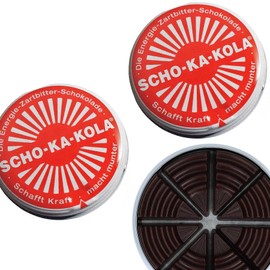 SCHO-KA-KOLA Chocolate Dark Classic with natural Caffeine from Cocoa, Cola-Nut-Powder and Coffee 2 tins x 100 g / Germany