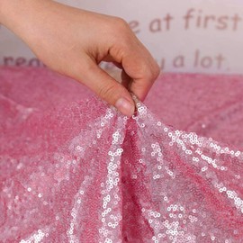 TCBESTO Rose Pink Sequin Tablecloth 50" Glitter Table Cloth Round Sparkle Metal Table Cover for Parties Weddings Birthday Christmas Showers