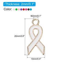 PATIKIL 40 Pcs Ribbon Pendant Charm, Alloy Awareness Ribbon Pendants Hope Lapel Pins Bulk for DIY Jewelry Charity Recognition Fundraiser, Mix Colors