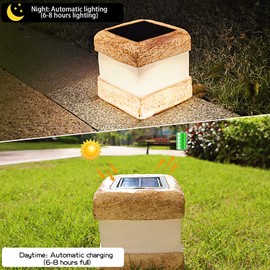2 Pack Solar Rock Lights Outdoor - Solar Garden Decor Landscape Pathway Lights Waterproof with Warm LED Lights for Table Patio Yard Garden Walkway Decor(Brown)