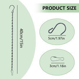 Koceci 12 Pack Black Iron Hanging Chains with Hooks, 15 Inch, S-Shape, Wall Mount, Contemporary Decorative, 35 Pound Weight Capacity, For Hanging Bird Feeders, Lanterns, Plant Baskets, etc.