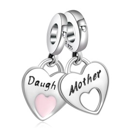 LaMenars Wife Grand Daughter Sister Daughter Mom Daughter & Mother Family Members Charm for Bracelets 925 Silver Pendant Beads for Necklaces Dangle for Mother's Day Birthday Christmas, Silver, Cubic