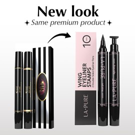 LA PURE Waterproof Liquid Eyeliner Stamp Winged Eyeliner Tool 2x Cat Eye - Winged & Fine Tipped Pen Eyeliner Stencil Smudge Proof Black Eye Liner Tiktok Trend Items Wing Stamp - Black 10mm