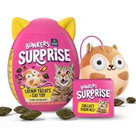 Bonkers Surprise Catnip Flavor Cat Treats, 60g Egg Case with Blind Box Cat Toy (1 of 8 Collectible Toys)