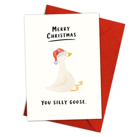 Podagree Merry Christmas Silly Goose Birthday Card for Husband Wife Happy Birthday You Silly Little Goose Card Cute Birthday Card for Son Daughter, Happy Birthday Cards Goose