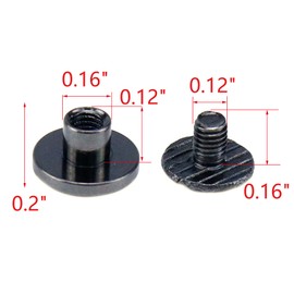 MY MIRONEY 20 Sets Chicago Screws Rivets Light Black Binding Post Screw Metal Round Cross Head Stud Screw Nail Rivet Leather Fasteners for DIY Purse Leather Craft, 0.35" x 0.2"