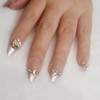 french tip press on nails short，30 pcs glossy diamond nails