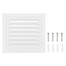 PATIKIL 7x7" Attic Vent Soffit Vent, Aluminum Alloy Rectangular Floor HVAC Air Vent Covers Metal Return Grille Louver with Screen Mesh and Screw for Wall Ceiling Attic Doors Home