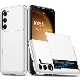 Benbenjeytek for Samsung Galaxy S23 Case 5G 6.1 inch with Card Holder, Slim Dual Layer Heavy Duty Protective Case Hidden Card Slot Wallet Case for Samsung S23 2023 (White)