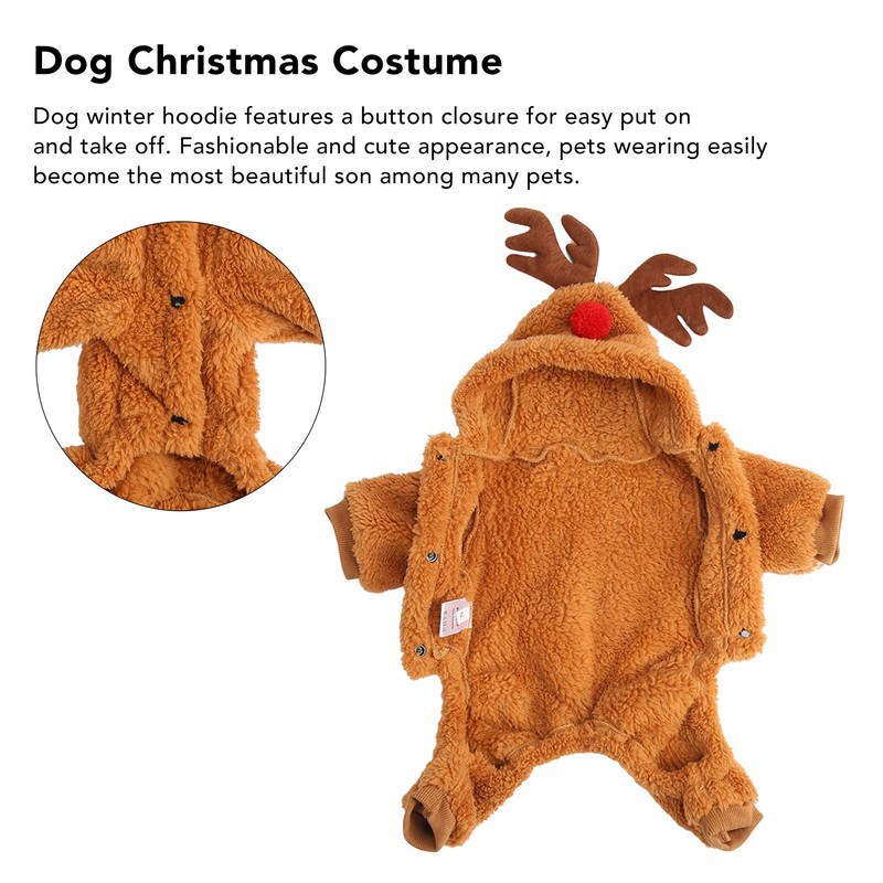 Reindeer Dog Hoodie Interesting Soft Warm Dogs Winter Pajamas for