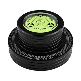 YYTCG Turntable Weight & Vinyl Record Stabilizer - Aluminum Alloy with Built-in Level & Speed Test, Non-Slip Base for Noise and Vibration Reduction, Perfect for Vinyl Enthusiasts - Black