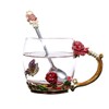 Glass Cup Innovative Flower Tea Cup with Spoon Drink Mug