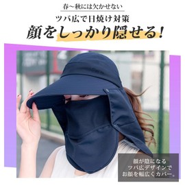[Green&Cozy] サンバイザー レディース UVカット UPF50+ 日焼け防止 つば広 日よけ帽子 キャップ 春 夏 秋 (ネイビー)