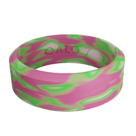 QALO Women's Rubber Silicone Ring, Aurora Modern, Wedding Ring for Women, Breathable, Durable Engagement Silicone Band, 6.5mm Wide 1.8mm Thick, Pink, Size 5