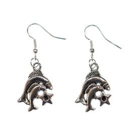 Miniblings Pisces Star Earrings Pendant Zodiac Sign Horoscope Peces - Handmade Fashion Jewellery I Earrings Silver Plated, Cotton