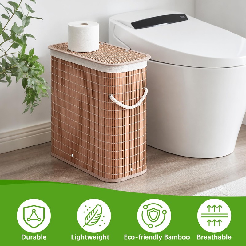 Livole Bamboo Toilet Paper Storage with Lid - 16 Regular