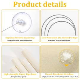 YAUYAP Hamaca para Gatos, Hamaca Cama De Ventana Soporta hasta 38,5 Libras (Caqui)