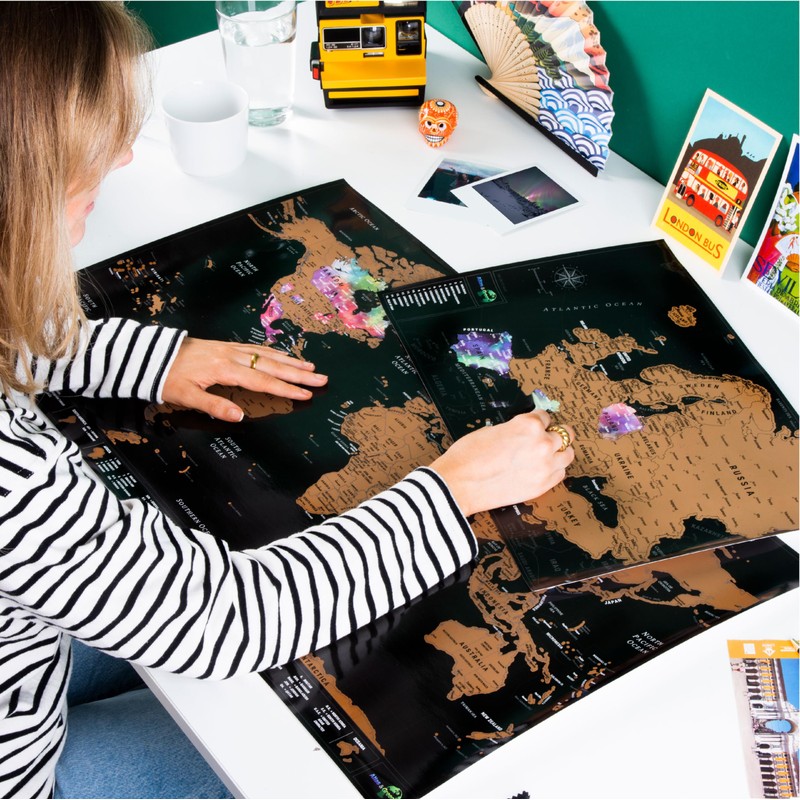 Atlas & Green World Travel Map + Bonus Europe Poster.